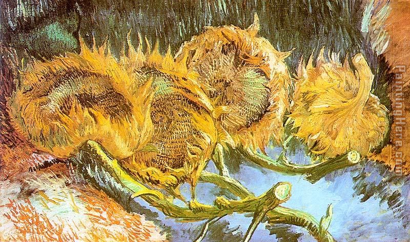 Four Cut Sunflowers painting - Vincent van Gogh Four Cut Sunflowers art painting